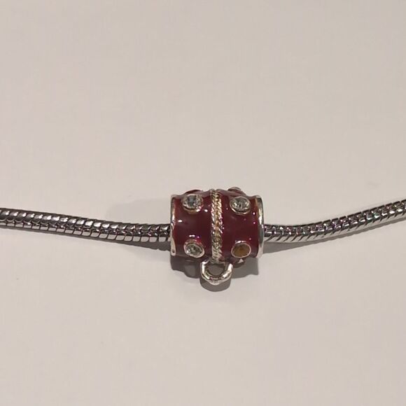 Silver Red Enamel Rhinestones Luggage Charm for‎ Pandora Style Bracelet - Picture 3 of 6